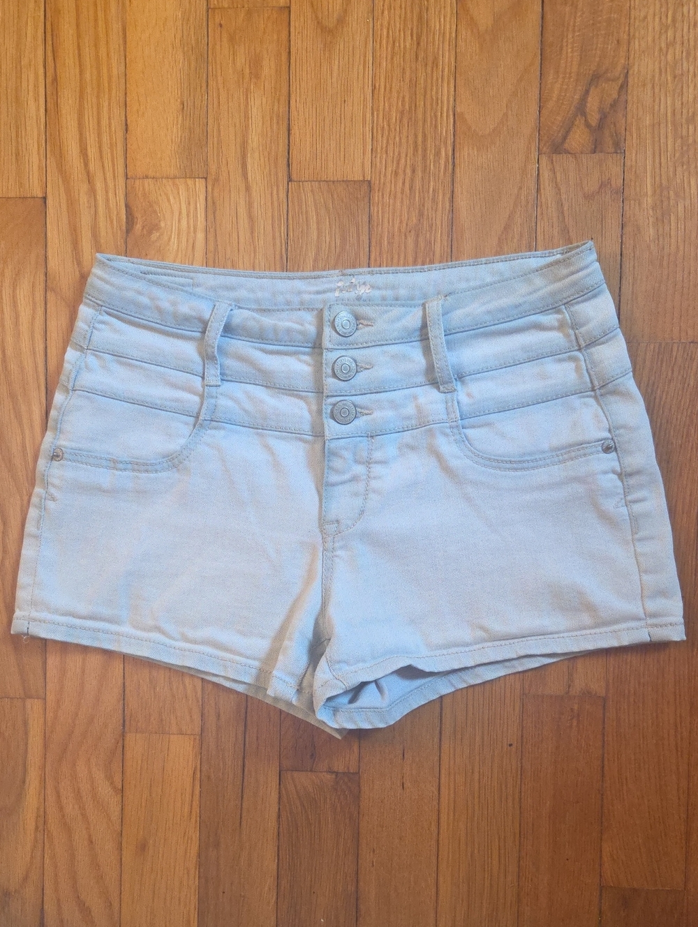 Aeropostale Light Blue Triple-Button High-Rise Denim Shorts